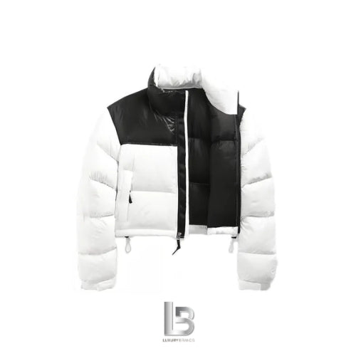 The North Face Nuptse cropped jacket in white (Women)