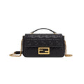 Fendi Baguette Chain Midi in black nappa leather with FF clasp