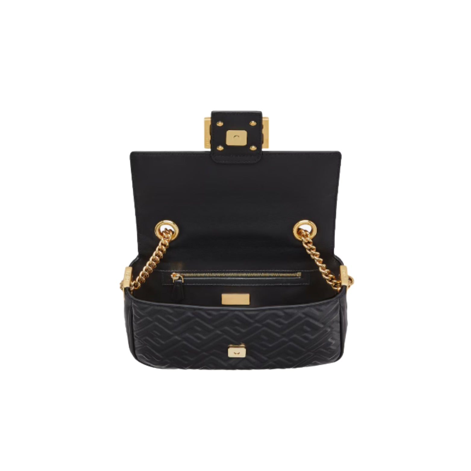 Fendi Baguette Chain Midi in black nappa leather – detail