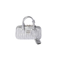 Miu Miu Arcadie Mini in silver matelassé nappa leather