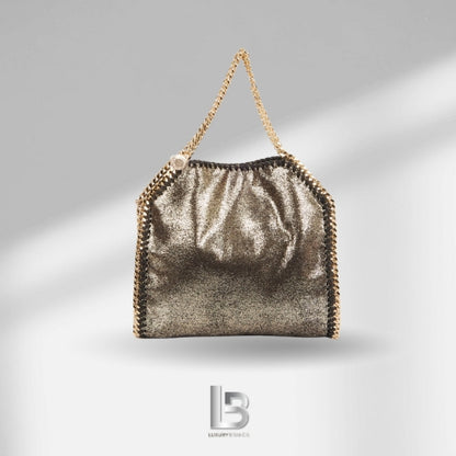 Stella McCartney Falabella Tiny Metallic X Gold Tote Bag