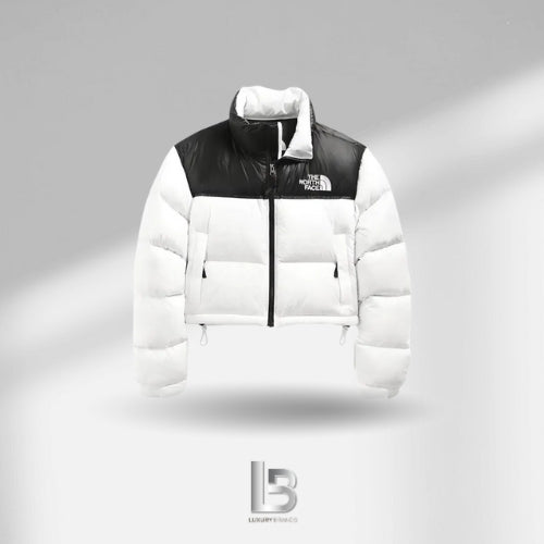 The North Face Nuptse cropped jacket in white (Women)
