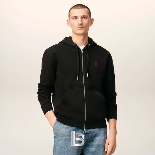 Ami de Coeur Zipped Black Cotton Jacket