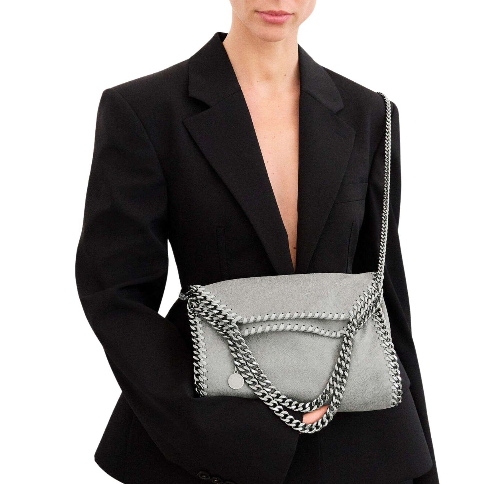 Stella McCartney Falabella Mini in light grey – styled view