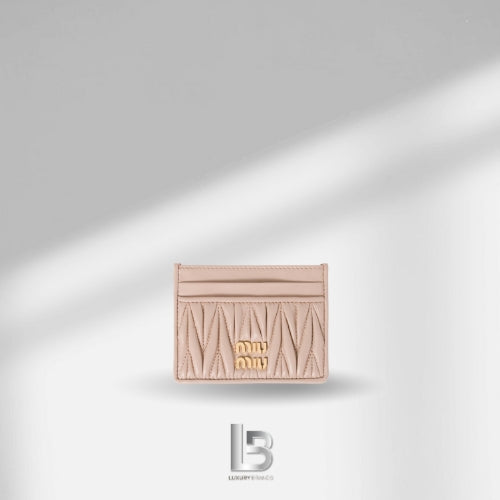 Miu Miu Matelassé nappa leather Powder Pink card holder