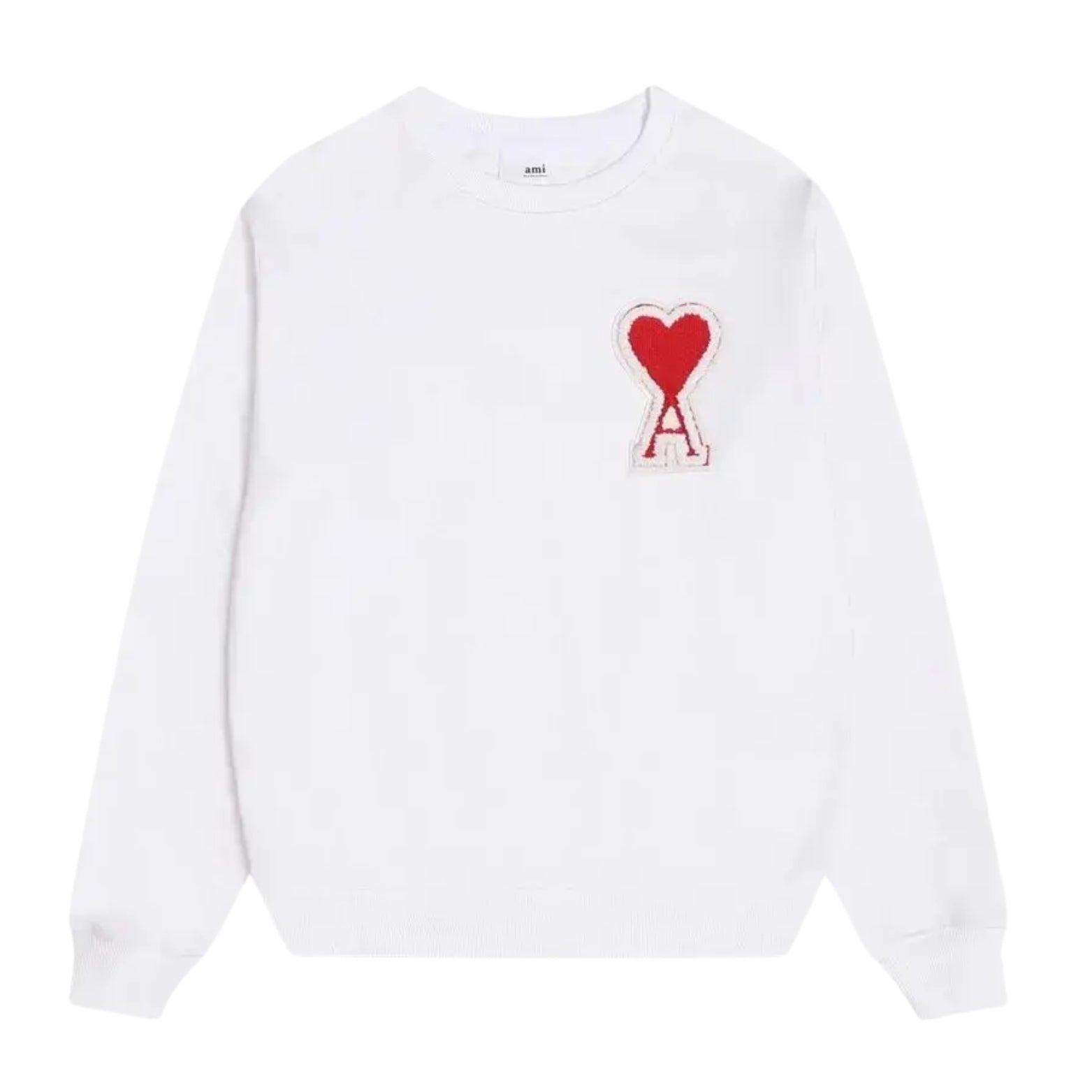 Big Love Embroidered Crewneck in white with red