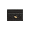 Dior Caro Freesia Card Holder in black Cannage calfskin