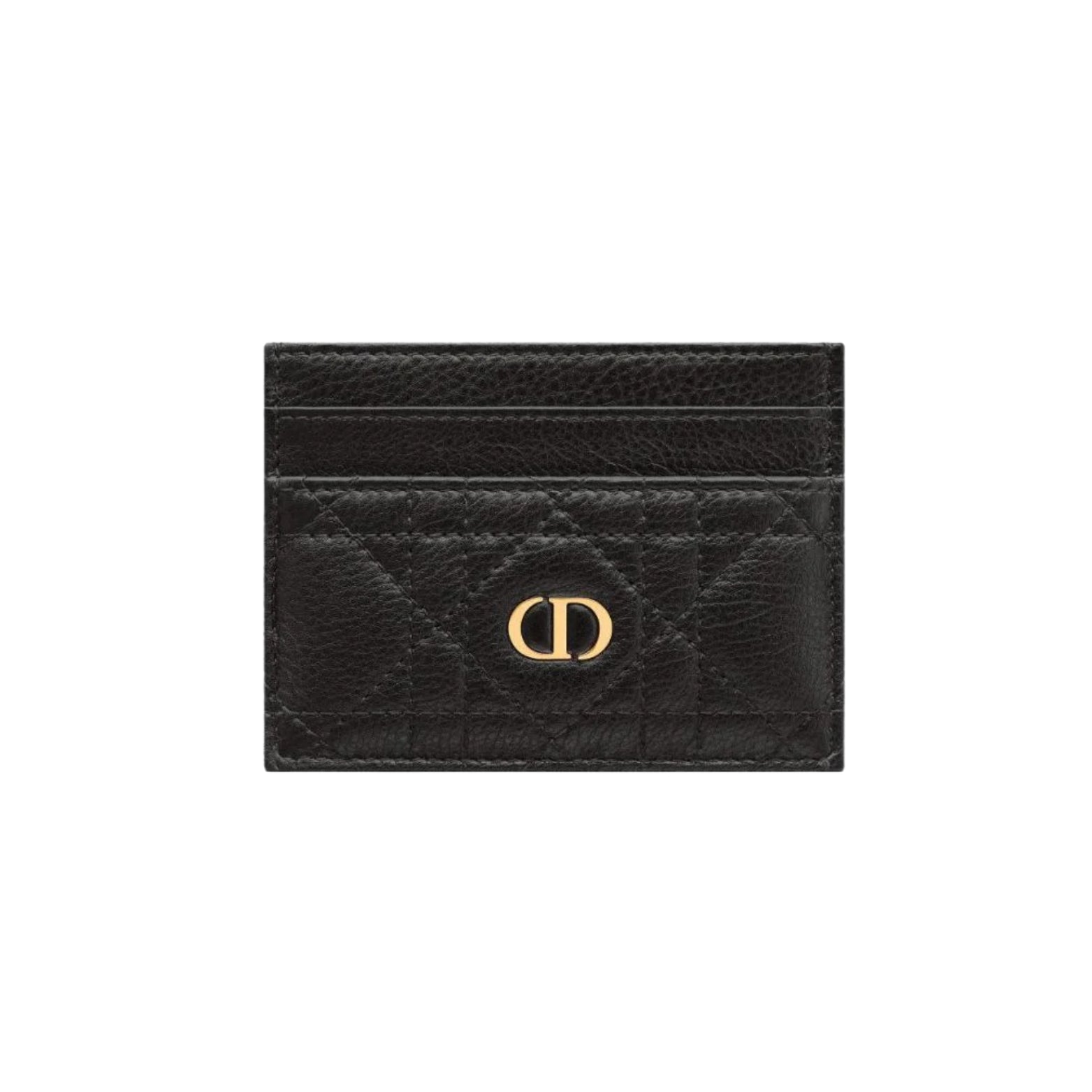 Dior Caro Freesia Card Holder in black Cannage calfskin