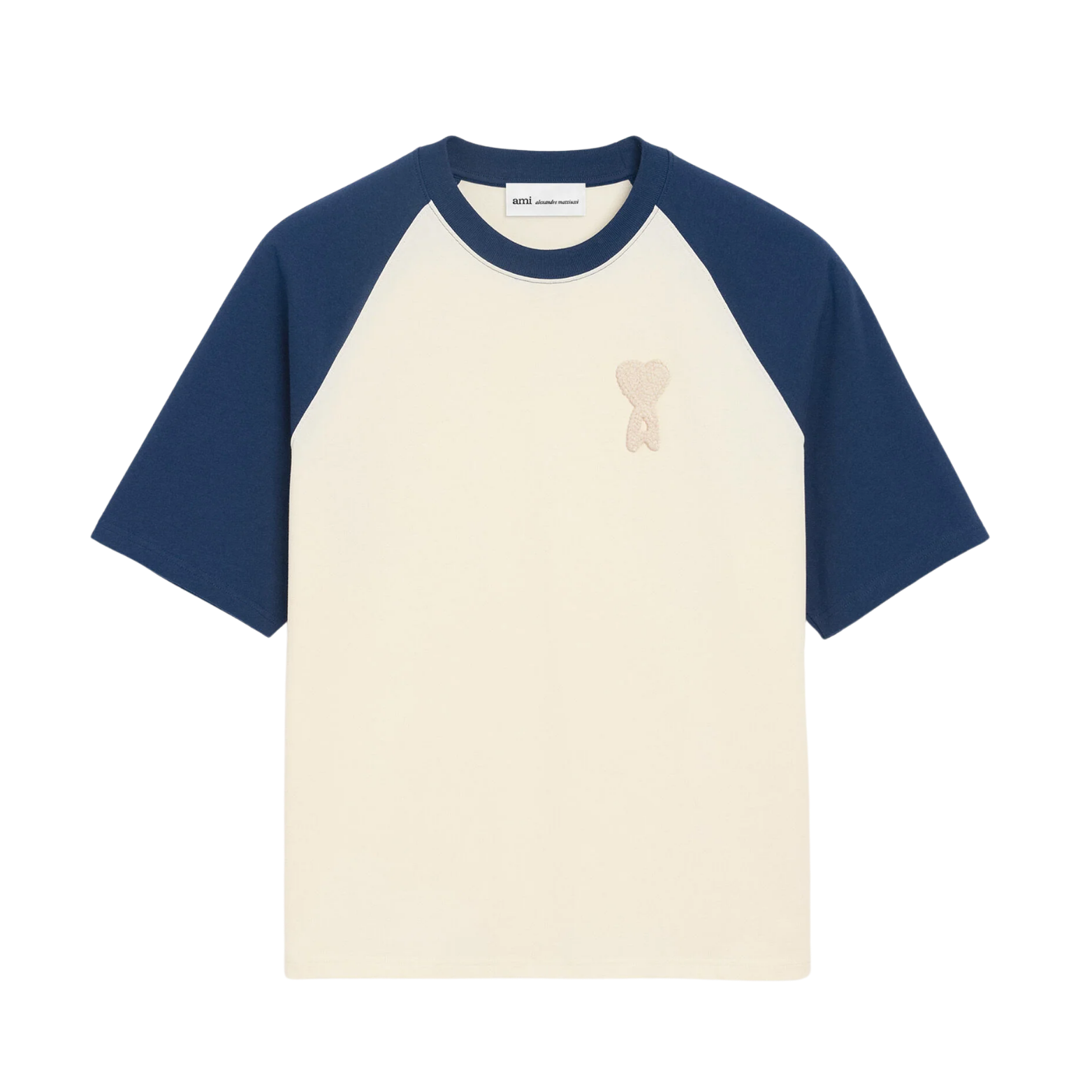 Ami Paris Knit Patch T-Shirt in white with blue heart