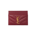 Saint Laurent Monogramme Cardholder in burgundy quilted leather