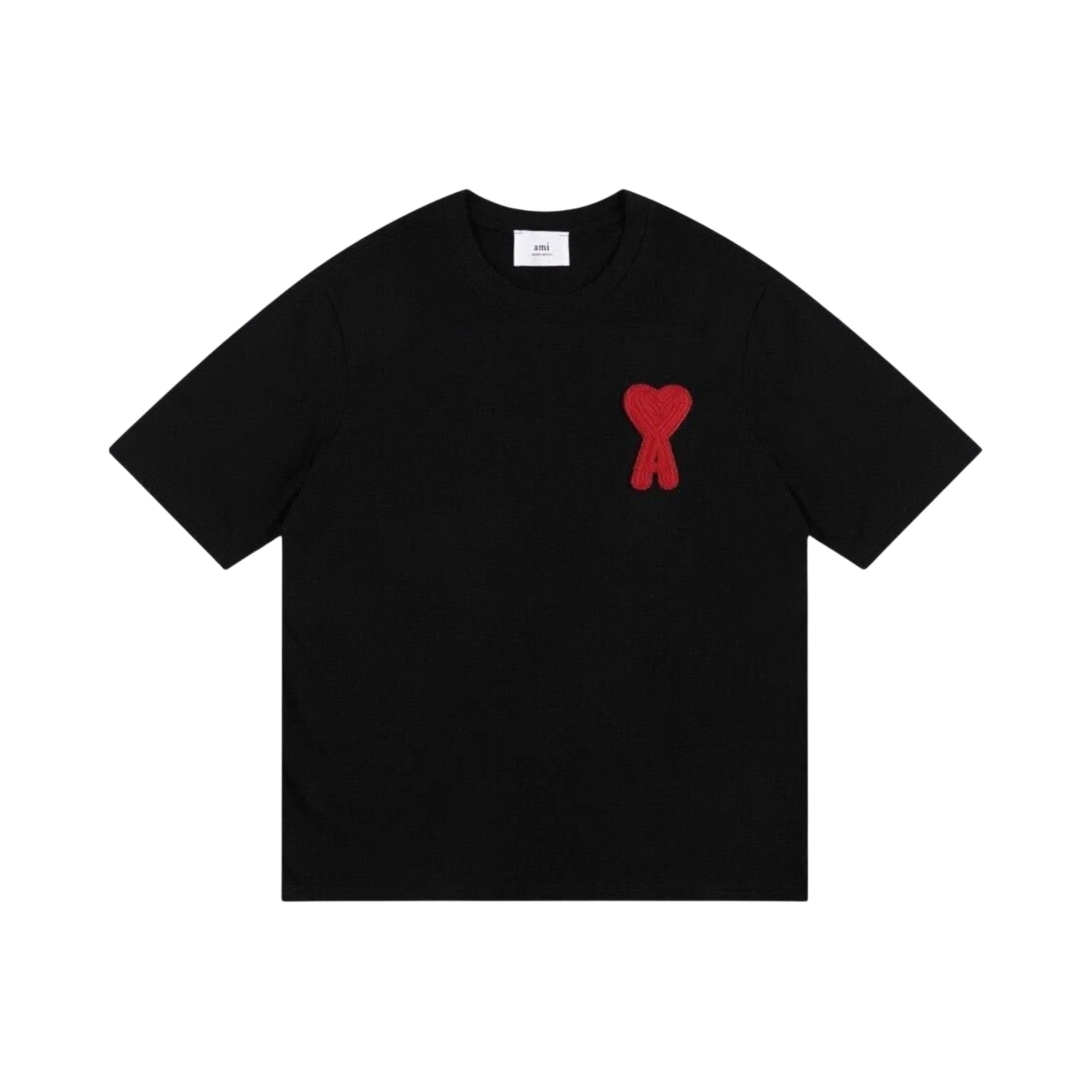 Ami Paris Ami de Cœur Patch T-shirt in black with red patch