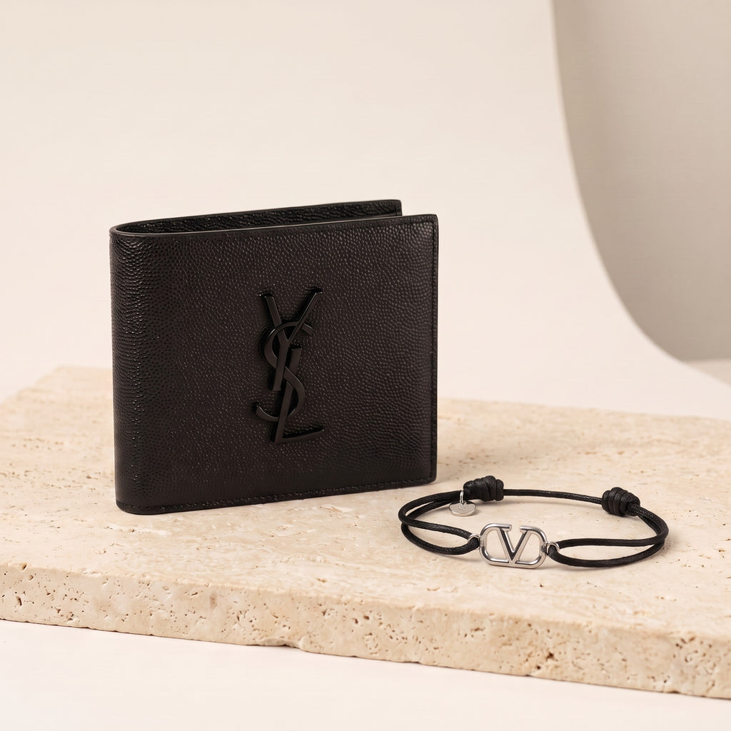 The Noir Bundle — Valentino Bracelet & Saint Laurent Wallet