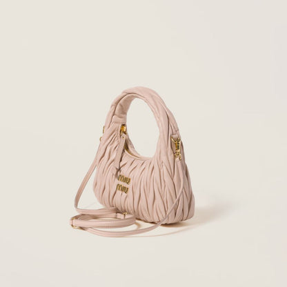 Miu Miu Wander matelassé nappa leather Powder Pink hobo bag