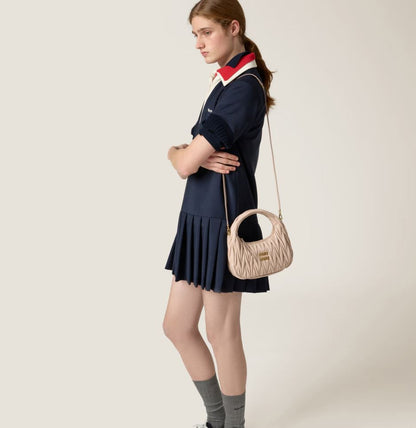 Miu Miu Wander matelassé nappa leather Powder Pink hobo bag